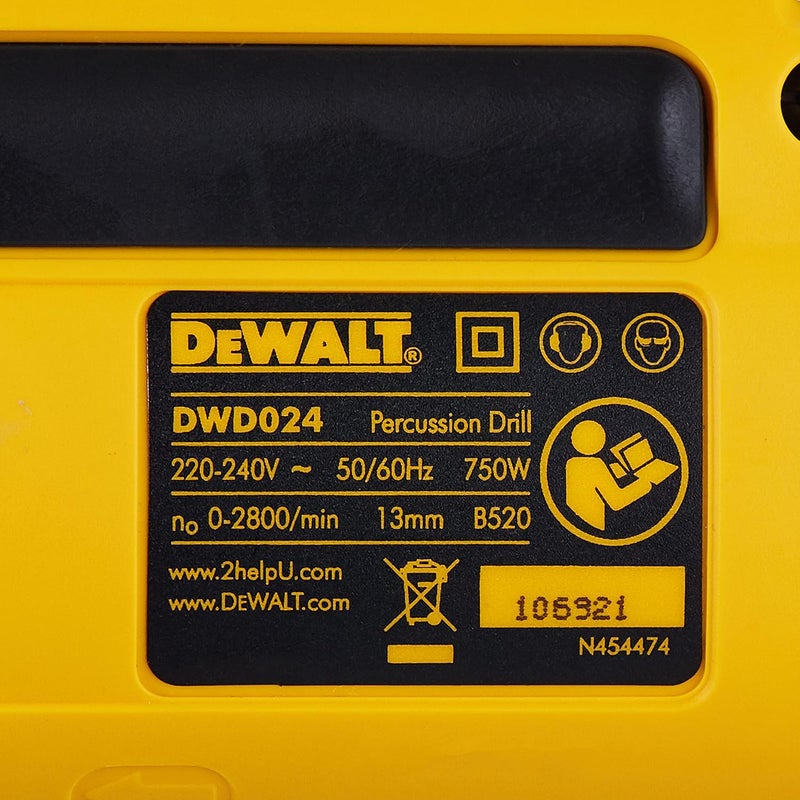 Dewalt Percussion Drill 750W, Yellow/Black, 13 mm, Dwd024-B5 - Image 5