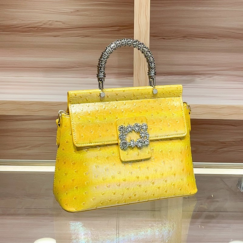 High-Grade Diamond Ostrich Tote Bag Women'S Leather Bags Fashion Messenger Bag - Image 4