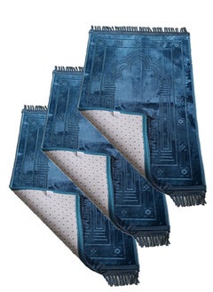 Generic 3 Pieces Premium Comfort Prayer Mat Soft and Durable Prayer Mat Blue Color 120x80cm  - Image 1