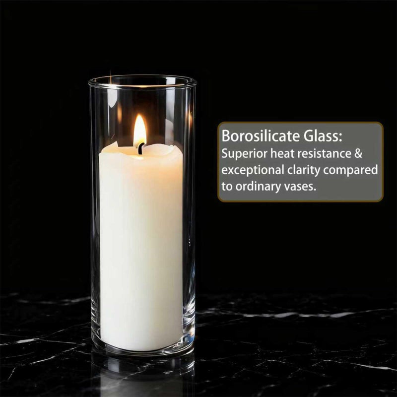 Sandraheer 48-Pack Clear Glass Cylinder Vases, 4 Sizes (4/6/8/10 Inch) - Hurricane Floating Candle Holders & Flower Vases for Wedding, Table Centerpiece, Home DÃ©cor - Image 4