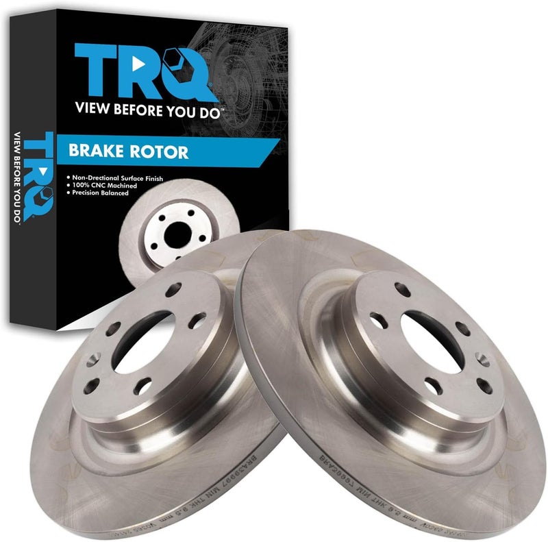 TRQ Rear Brake Rotor Set Solid Compatible with 2019-2023 Volvo S60 2017-2023 S90 2019-2021 V60 2020-2023 V60 Cross Country 2018-2021 V90 2018-2023 V90 Cross Country 2018-2023 XC60 - Image 1