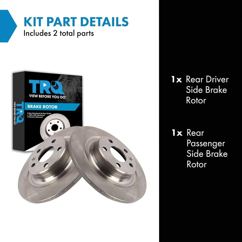 TRQ Rear Brake Rotor Set Solid Compatible with 2019-2023 Volvo S60 2017-2023 S90 2019-2021 V60 2020-2023 V60 Cross Country 2018-2021 V90 2018-2023 V90 Cross Country 2018-2023 XC60 - Image 2
