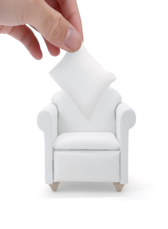 CHAMBERY 1:12 Scale Miniature Chair with Pillow Dollhouse Living Room Furniture, White - Image 3