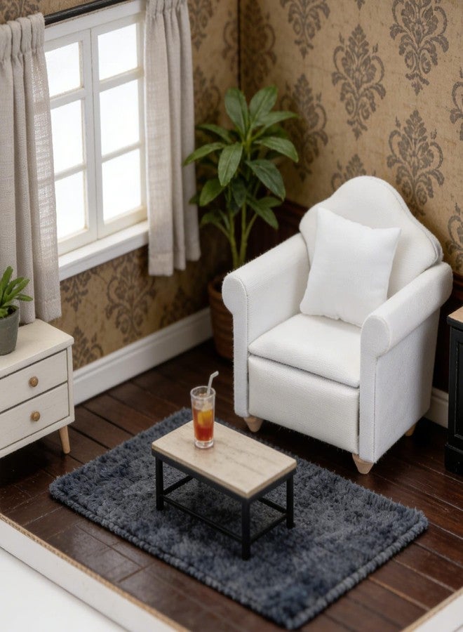 CHAMBERY 1:12 Scale Miniature Chair with Pillow Dollhouse Living Room Furniture, White - Image 5