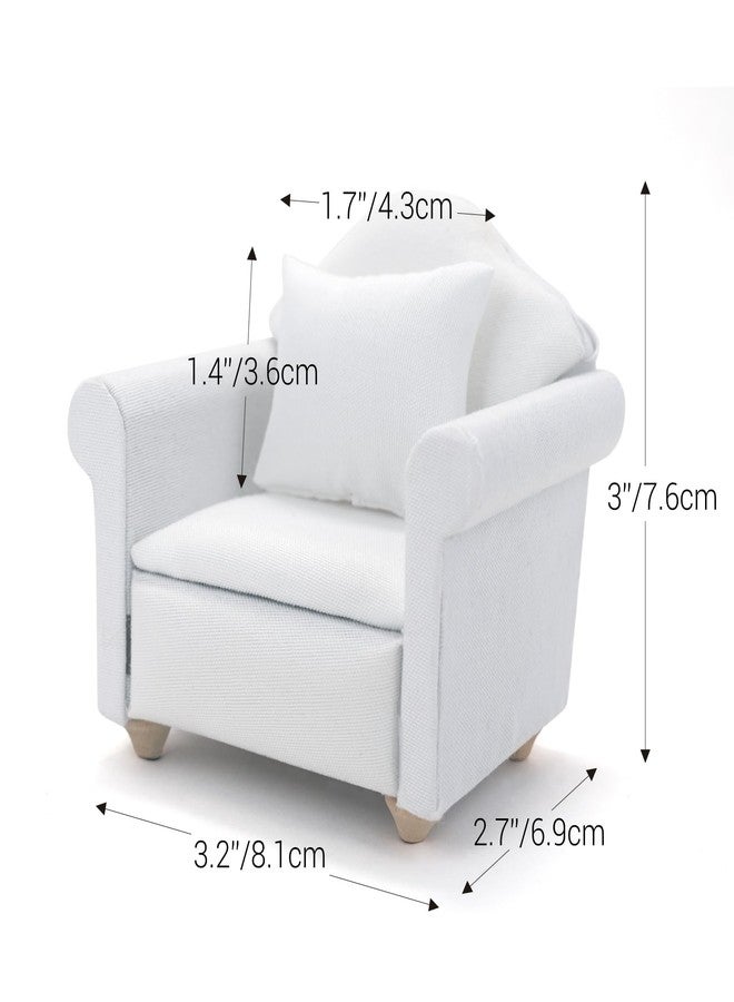 CHAMBERY 1:12 Scale Miniature Chair with Pillow Dollhouse Living Room Furniture, White - Image 2