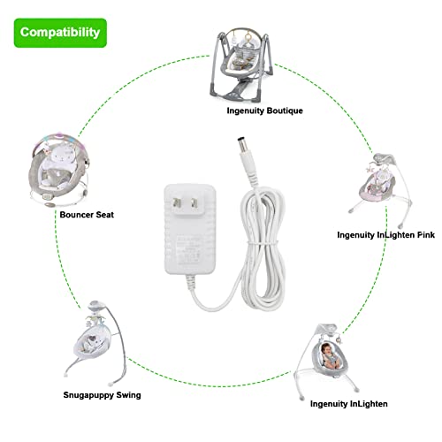 PDEEY 10 ft Snugapuppy Power Cord Replacement for Fisher Price/Ingenuity Baby Swing 6V AC DC Adapter, Charger Cable - Image 2