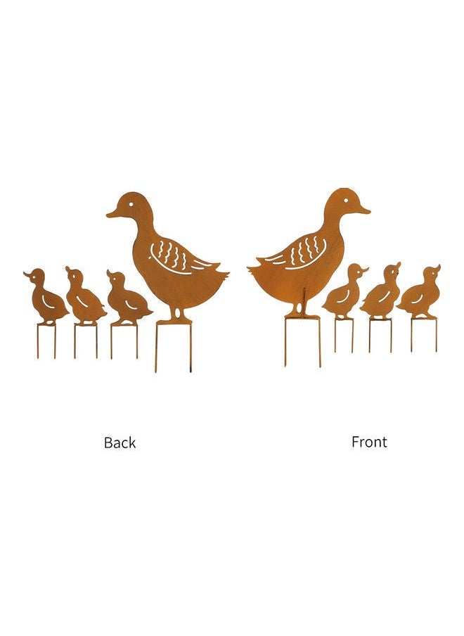 NIBEMINENT 4-Piece Duck Shaped Garden Stake Set Brown  - Image 4