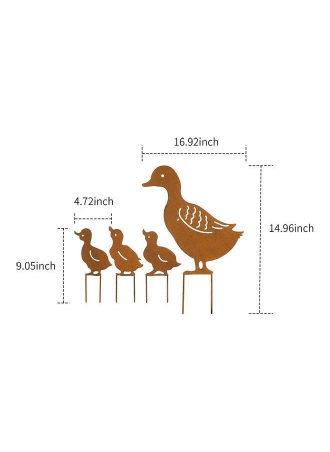 NIBEMINENT 4-Piece Duck Shaped Garden Stake Set Brown  - Image 2
