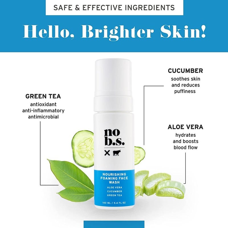 NO B. S. NO BAD STUFF No Bad Stuff - Foaming Cleanser, Natural Face Wash with Cucumber, Green Tea & Aloe Vera, for Oily, Combination, Dry, Normal, Sensitive & Acne Skin, Gluten Free & Vegan, 5.4 FL Oz - Image 5