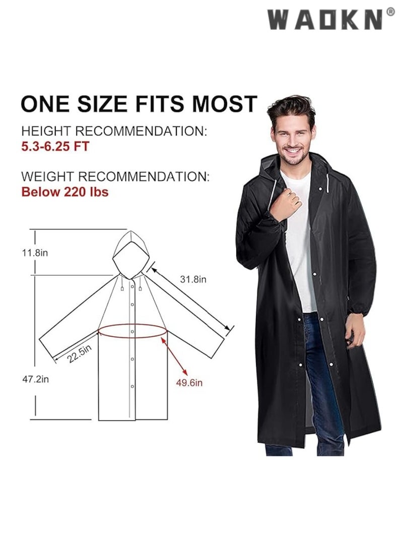 دبليو أيه أو كي أن البونشو المطر للبالغين ، معطف المطر الخفيف الوزن والمحمول القابل لإعادة الاستخدام للرجال والنساء ، مع غطاء السحب وأكفاد المعصم المرنة لتحسين الراحة والحماية - Image 3