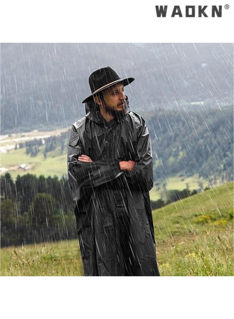 دبليو أيه أو كي أن البونشو المطر للبالغين ، معطف المطر الخفيف الوزن والمحمول القابل لإعادة الاستخدام للرجال والنساء ، مع غطاء السحب وأكفاد المعصم المرنة لتحسين الراحة والحماية - Image 5