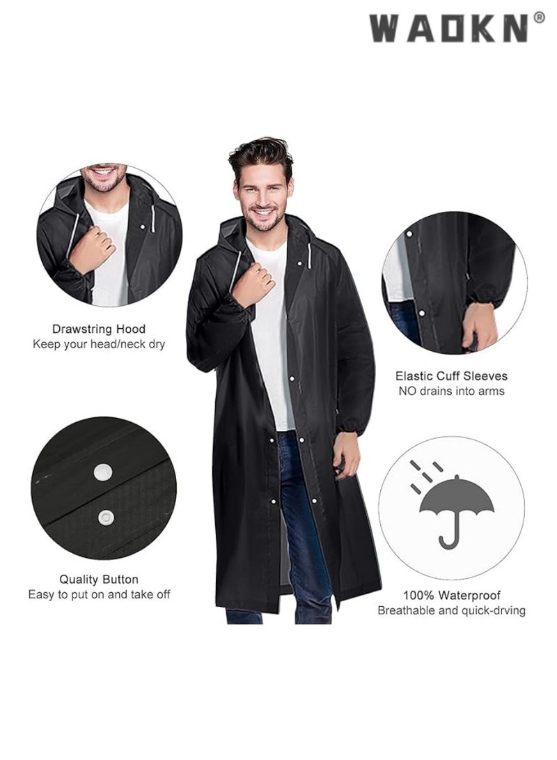 دبليو أيه أو كي أن البونشو المطر للبالغين ، معطف المطر الخفيف الوزن والمحمول القابل لإعادة الاستخدام للرجال والنساء ، مع غطاء السحب وأكفاد المعصم المرنة لتحسين الراحة والحماية - Image 2