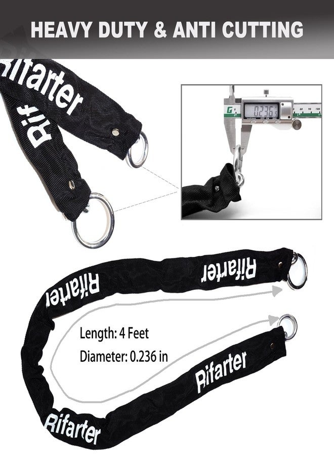 قفل دراجة Rifarter شديد التحمل مضاد للسرقة، سمك 18 مم، قفل دراجة نارية على شكل حرف U مع سلسلة بطول 4 أقدام، 3 مفاتيح، قفل كبير على شكل حرف U لعجلة الدراجة النارية الكهربائية والدراجة البخارية - Image 2