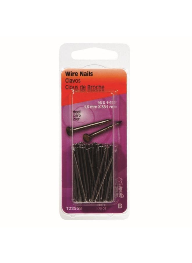 Hillman Flat Head Smooth Shank Diamond Point Steel Wire Nail Silver 1.5inch 5114186  - Image 2