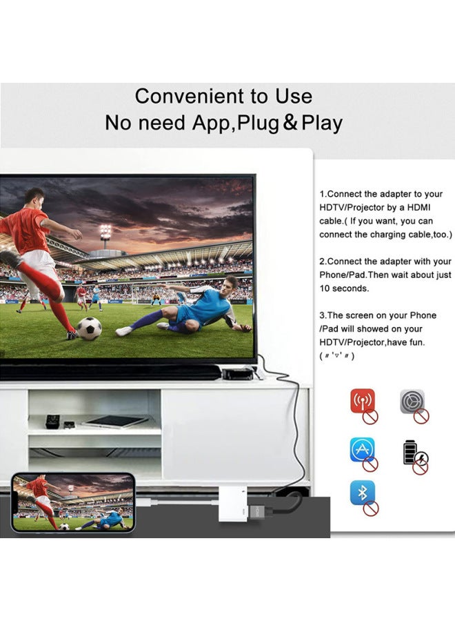 كابل Lightning إلى HDMI عالي الدقة لتحويل الهاتف المحمول إلى تلفزيون عالي الدقة - اللون: مزود الطاقة (لا حاجة للثقة) - Image 3