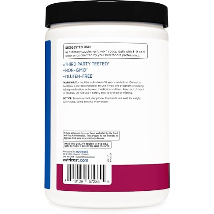 Nutricost BCAA Active with Glutamie, Citrullie, and Coconut Hydration Powder (BlackBerry Plum) 30 Servings - Branched Chain Amino Acids with Hydration Complex - Gluten-Free, Non-GMO - Image 4