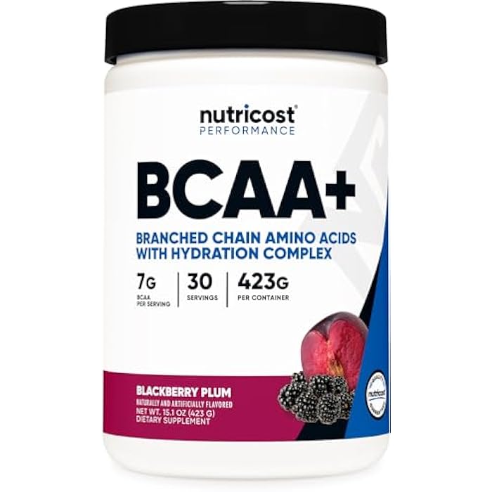 Nutricost BCAA Active with Glutamie, Citrullie, and Coconut Hydration Powder (BlackBerry Plum) 30 Servings - Branched Chain Amino Acids with Hydration Complex - Gluten-Free, Non-GMO - Image 1