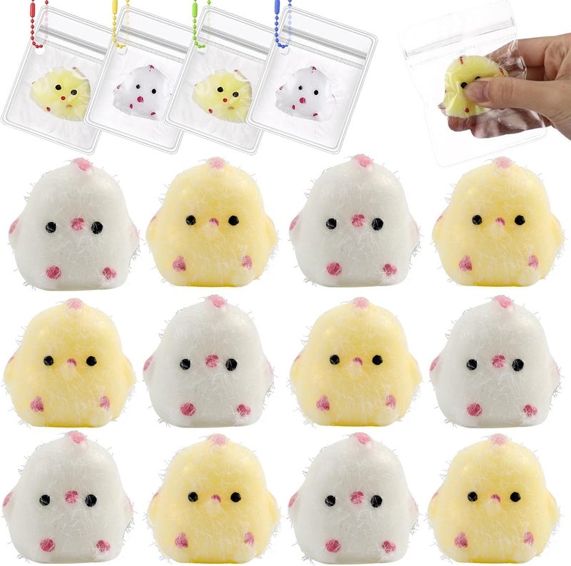Moonmen 50pcs Random Mochi Squishy Toys, Kawaii Squishies Party Favors for Kids for Classroom Birthday Xmas Gifts Goodie Bag Mini Animals Mochi Squishy Stress Relief Sensory Toy (10 pcs Mini Squishies Chick) - Image 1