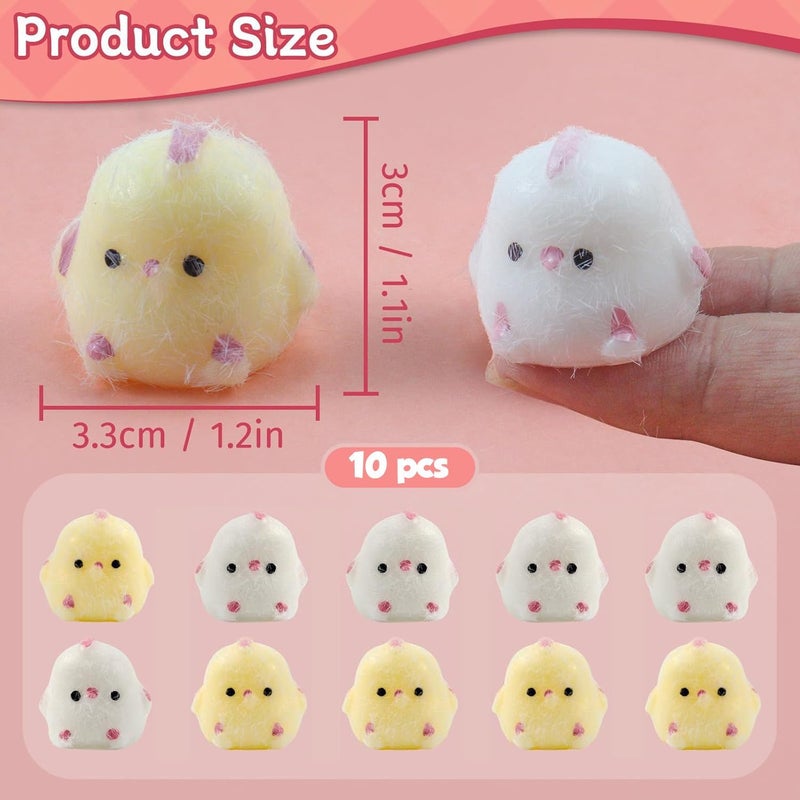 Moonmen 50pcs Random Mochi Squishy Toys, Kawaii Squishies Party Favors for Kids for Classroom Birthday Xmas Gifts Goodie Bag Mini Animals Mochi Squishy Stress Relief Sensory Toy (10 pcs Mini Squishies Chick) - Image 2