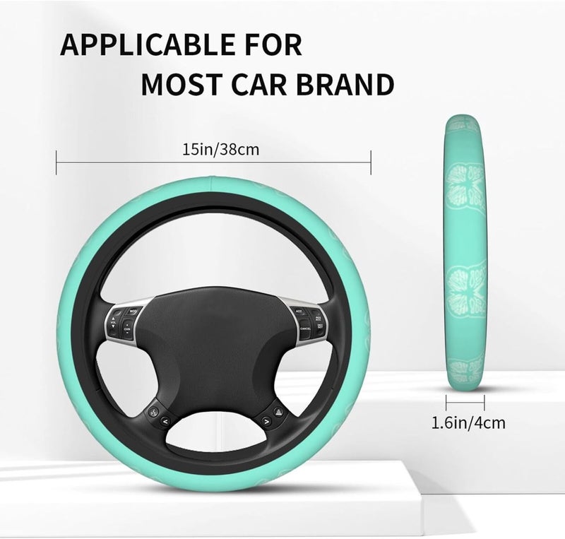 Car Steering Wheel Cover for Women Men, Non-Slip Breathable Steering Wheel, Glowing Butterfly Mint Green Steering Wheel Protector, Car Accessories - Image 4