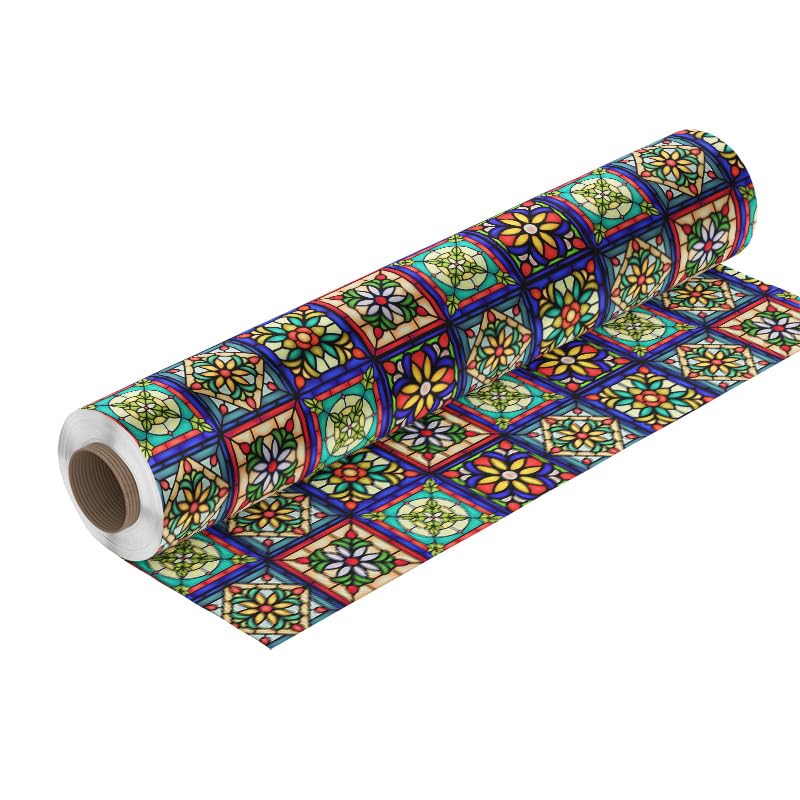Heimerdinger Mexican Talavera Style Privacy Window Film Non-Adhesive Frosted Decorative Glass Film Static Cling Film for Bathroom Shower Room,Glass Film (Mexican Talavera 01) - Image 5