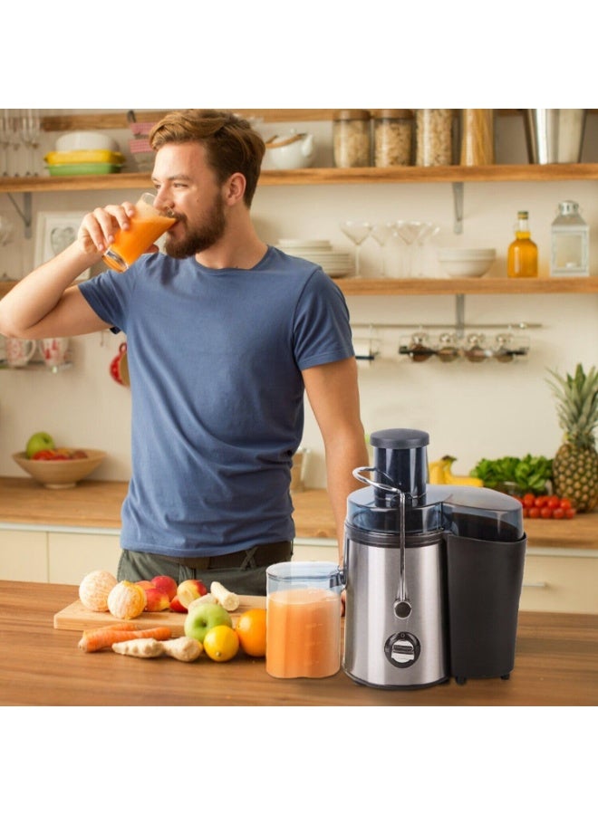 Hands-Free Electric Citrus Juicer – 1-Button Stainless Steel Juicer Machine for Orange, Lemon, Lime & Grapefruit, Easy to Clean Citrus Squeezer (Black/Silver)