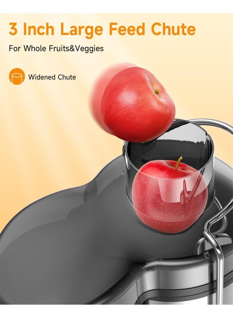 Hands-Free Electric Citrus Juicer – 1-Button Stainless Steel Juicer Machine for Orange, Lemon, Lime & Grapefruit, Easy to Clean Citrus Squeezer (Black/Silver)