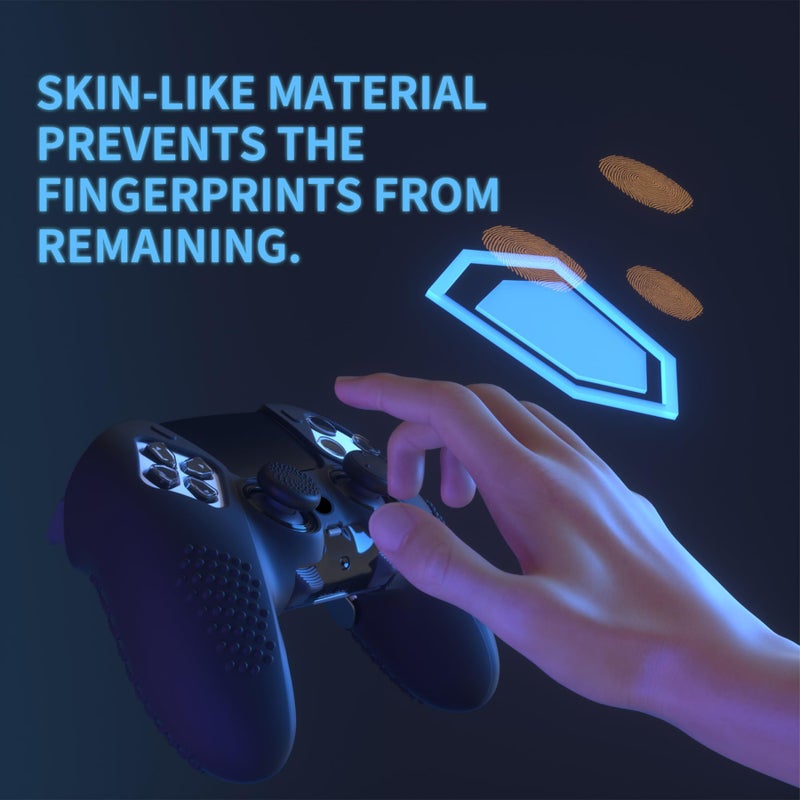 PlayVital 3D Studded Edition Anti-Slip Silicone Cover Case for ps5 Edge Controller, Soft Rubber Protector Skin for ps5 Edge Wireless Controller with 6 Thumb Grip Caps - Black - Image 4