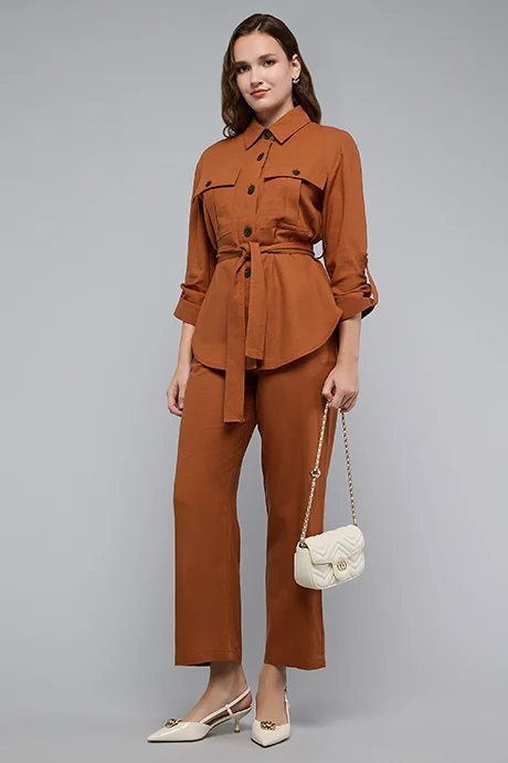 R&B Solid Shirt with Classic Collar and Long Sleeves