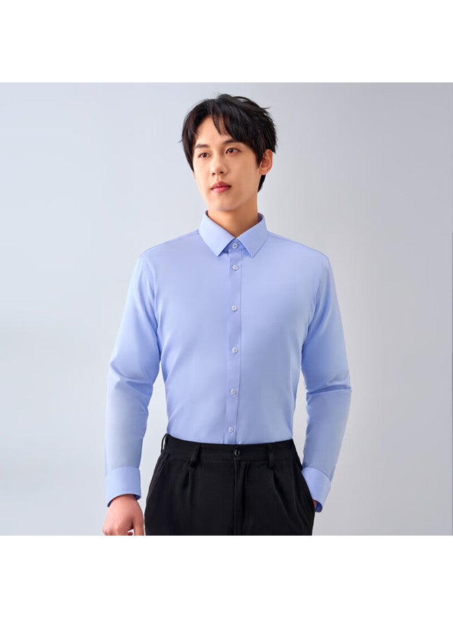 One's Member One's Member 200-count Xinjiang Long-staple Cotton 5a Antibacterial Wrinkle-free Men's Long-sleeve Shirt, Blue, Size 40  - Image 2