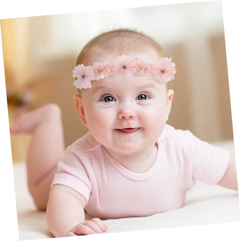 Lace Flower Headband For Newborn Girls Pink For Baby Shower And Birthday Celebrations - Image 5