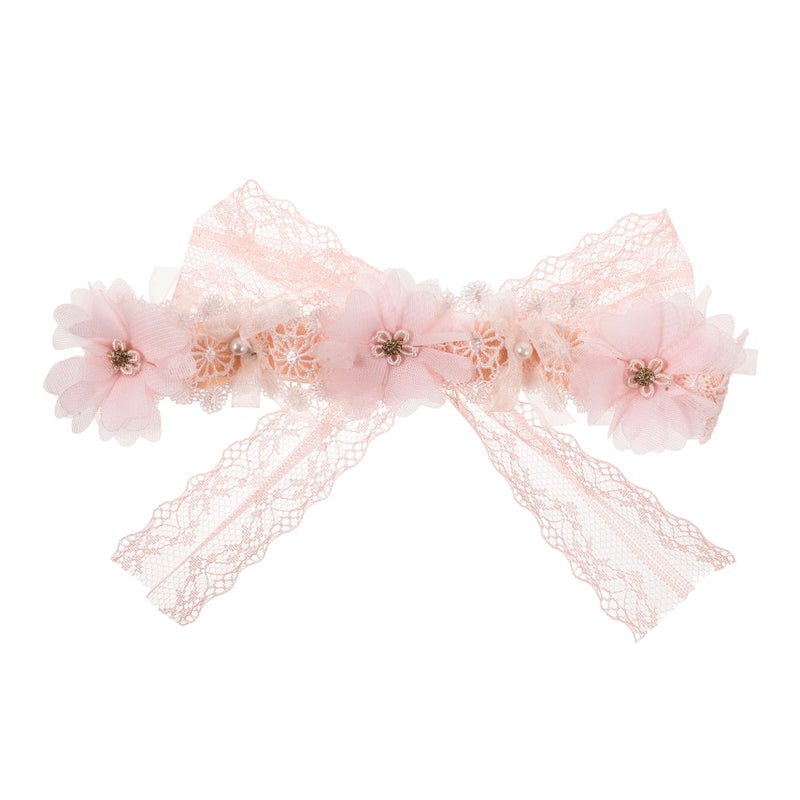 Lace Flower Headband For Newborn Girls Pink For Baby Shower And Birthday Celebrations - Image 2