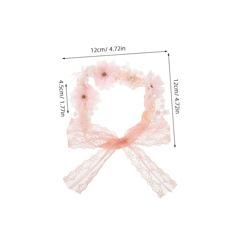 Lace Flower Headband For Newborn Girls Pink For Baby Shower And Birthday Celebrations - Image 3