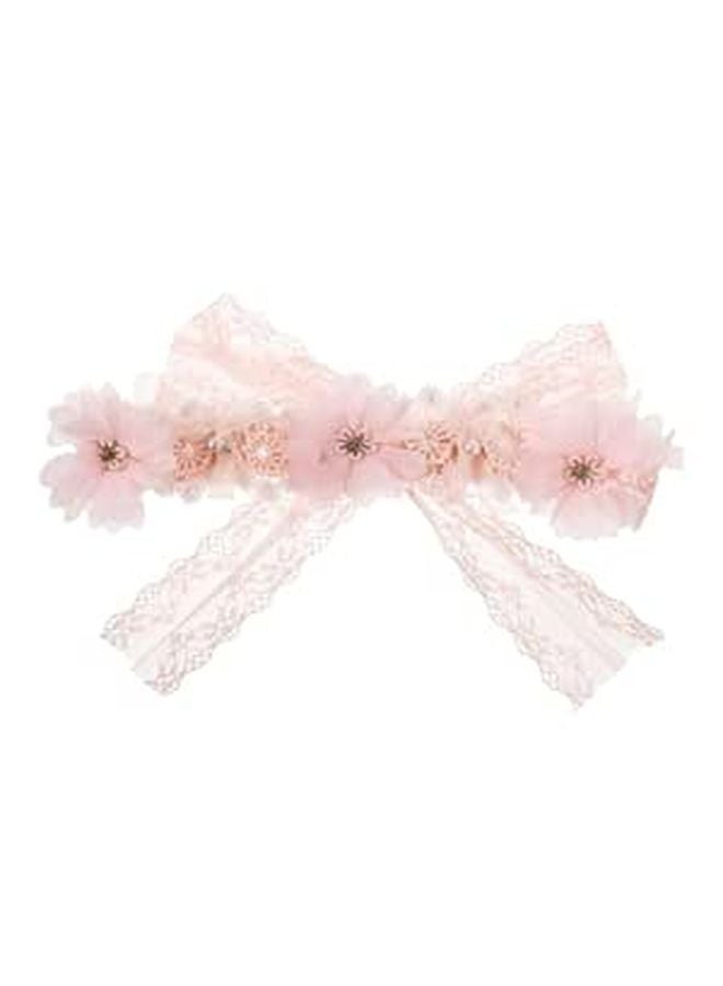 Lace Flower Headband For Newborn Girls Pink For Baby Shower And Birthday Celebrations - Image 1