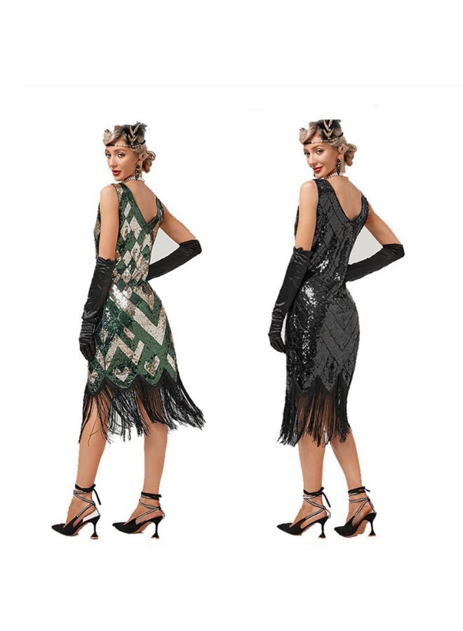 1920s Vintage Lady's Sequined Fringed Dress - The Perfect Gatsby Party Gown - Image 2