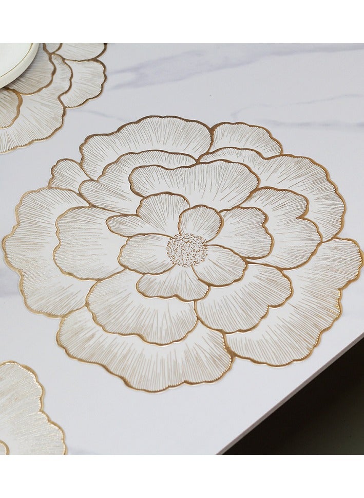 Placemats Round Hollow Flower Table Mats Pressed Vinyl Flower Leaf Table Mats for Holiday Party Wedding Decoration Centerpiece Table Decor Set of 6  - Image 1