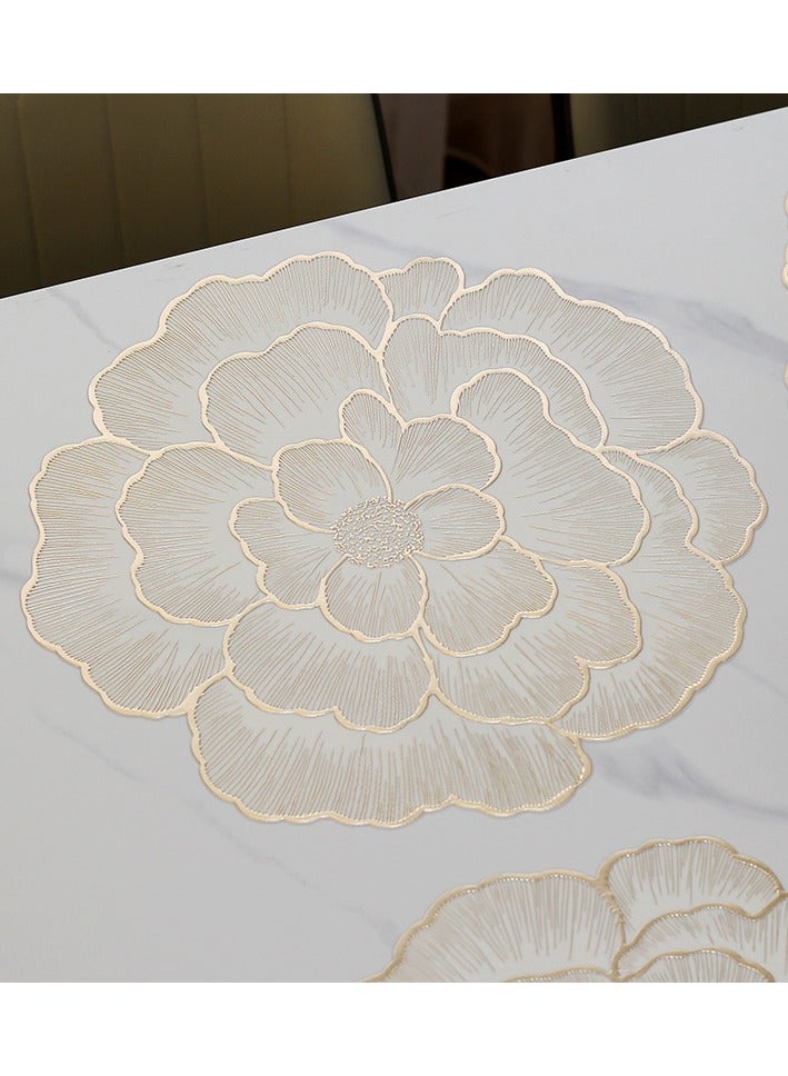 Placemats Round Hollow Flower Table Mats Pressed Vinyl Flower Leaf Table Mats for Holiday Party Wedding Decoration Centerpiece Table Decor Set of 6  - Image 2