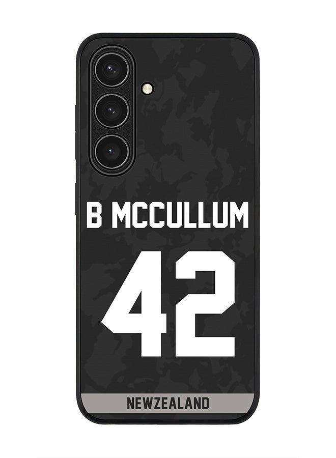 Stylizedd Rugged Black edge case for Samsung Galaxy S24 FE, Slim fit Case Flexible TPU Gel Thin Cover - Team New zealand Brendon McCullum, Jersey No 42 - Image 1