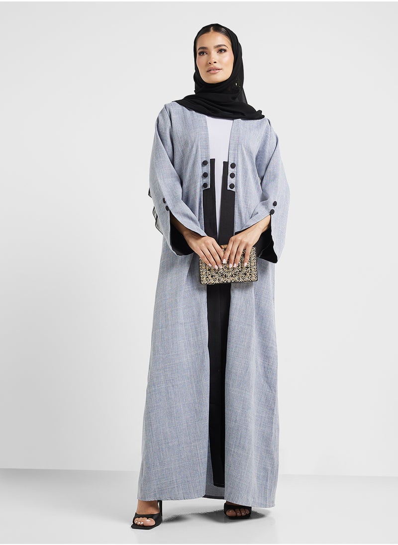 Open front Buttoned abaya - pzsku/Z5135213957570E0D7430Z/45/_/1738410591/87c04ca6-93b3-457e-b55f-cd61870d3d1a