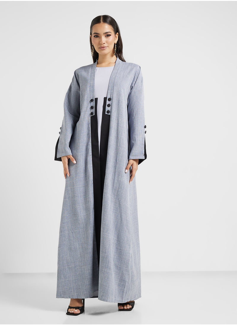 Open front Buttoned abaya - pzsku/Z5135213957570E0D7430Z/45/_/1738410597/c720cbbe-b605-4c21-9be7-00b6f49e3b20