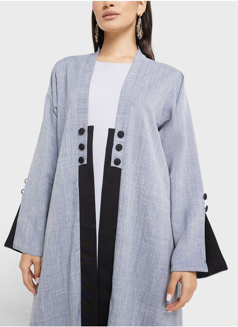 hayas closet Open front Buttoned abaya  - Image 3