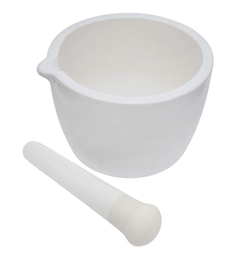 EISCO Porcelain Mortar & Pestle Set, 25oz (750ml) - Heavy Duty - Unglazed Grinding Surface - Excellent for Kitchen or Laboratory - Grinds Powdered Chemicals, Herbs, Spices, Pills - White - Image 2