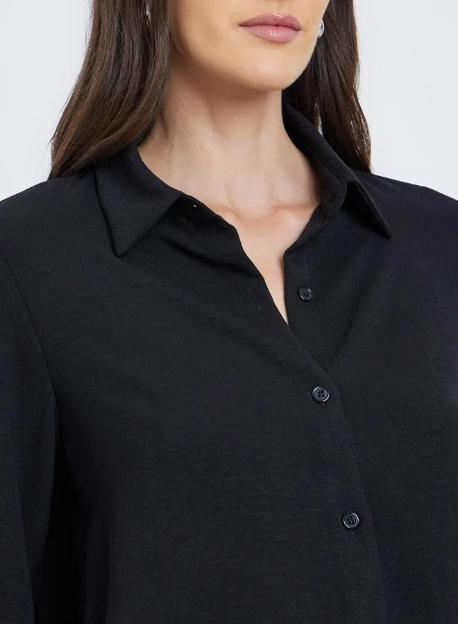 Styli Styli Women Black Plain Collared Shirt