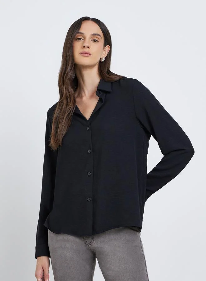 Styli Styli Women Black Plain Collared Shirt