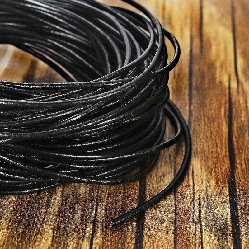 BEADNOVA Genuine Round Leather Cord Black Leather Strips for Jewelry Making Bracelet Necklace Beading (11 Yards,1.5mm) - Image 2
