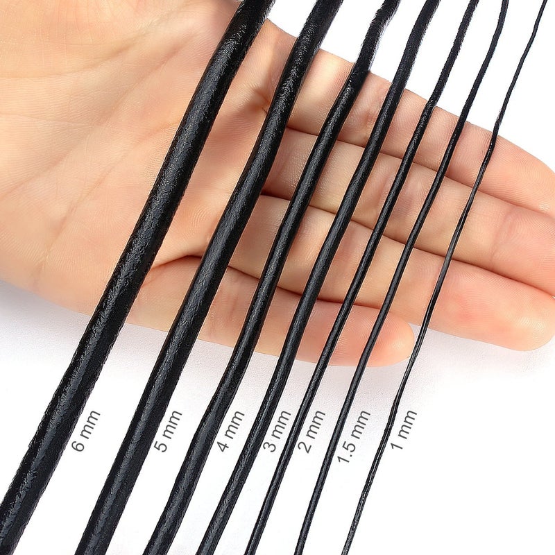 BEADNOVA Genuine Round Leather Cord Black Leather Strips for Jewelry Making Bracelet Necklace Beading (11 Yards,1.5mm) - Image 4