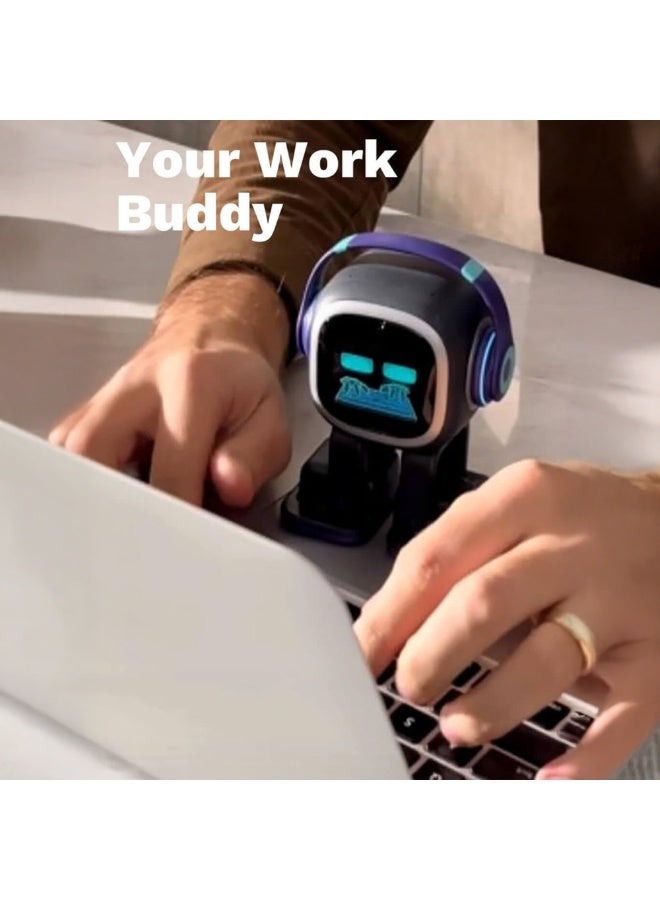 LIVING.AI رفيق الحيوانات الأليفة EMO Robot Desktop | روبوت ذكي يعمل بالذكاء الاصطناعي مع تفاعل صوتي، وإضاءة ذكية، وقاعدة شحن لاسلكي، مناسب للأطفال والكبار (لوح تزلج) - Image 5