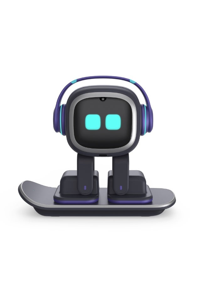 LIVING.AI رفيق الحيوانات الأليفة EMO Robot Desktop | روبوت ذكي يعمل بالذكاء الاصطناعي مع تفاعل صوتي، وإضاءة ذكية، وقاعدة شحن لاسلكي، مناسب للأطفال والكبار (لوح تزلج) - Image 3