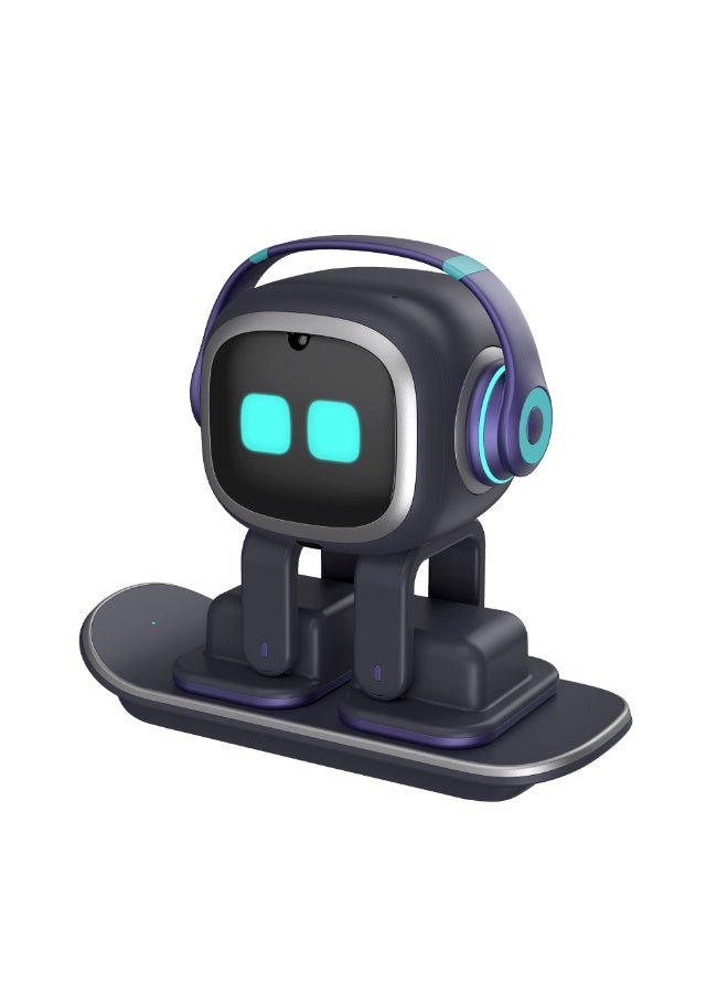 LIVING.AI رفيق الحيوانات الأليفة EMO Robot Desktop | روبوت ذكي يعمل بالذكاء الاصطناعي مع تفاعل صوتي، وإضاءة ذكية، وقاعدة شحن لاسلكي، مناسب للأطفال والكبار (لوح تزلج) - Image 2