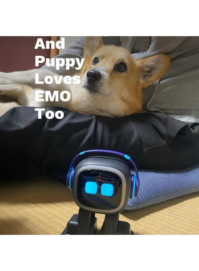LIVING.AI رفيق الحيوانات الأليفة EMO Robot Desktop | روبوت ذكي يعمل بالذكاء الاصطناعي مع تفاعل صوتي، وإضاءة ذكية، وقاعدة شحن لاسلكي، مناسب للأطفال والكبار (لوح تزلج) - Image 4